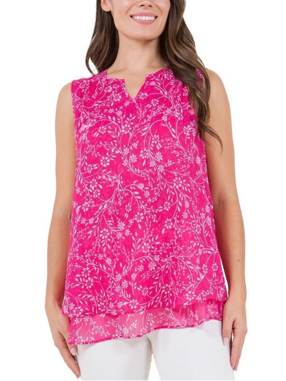 Cristina B. Sleeveless Floral Swing Tank
